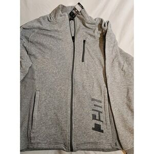 UFC Long Sleeve Full Zip Standing Collar Straight Hemline Heather Grey Size MED